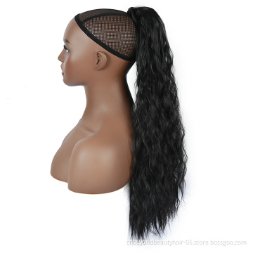 Brown Natural Black Synthetic Drawstring With Clip Ponytail Hair extension For Black Women